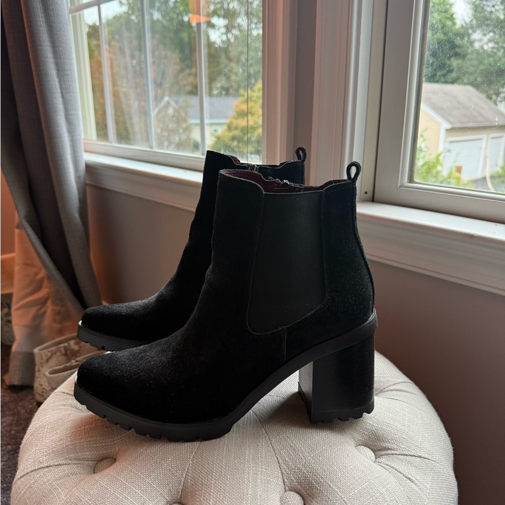 Franco Sarto Suede Black Ankle Booties